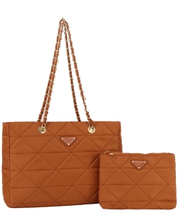 Quilted Nylon 2-in-1 Satchel GLV0166M BROWN